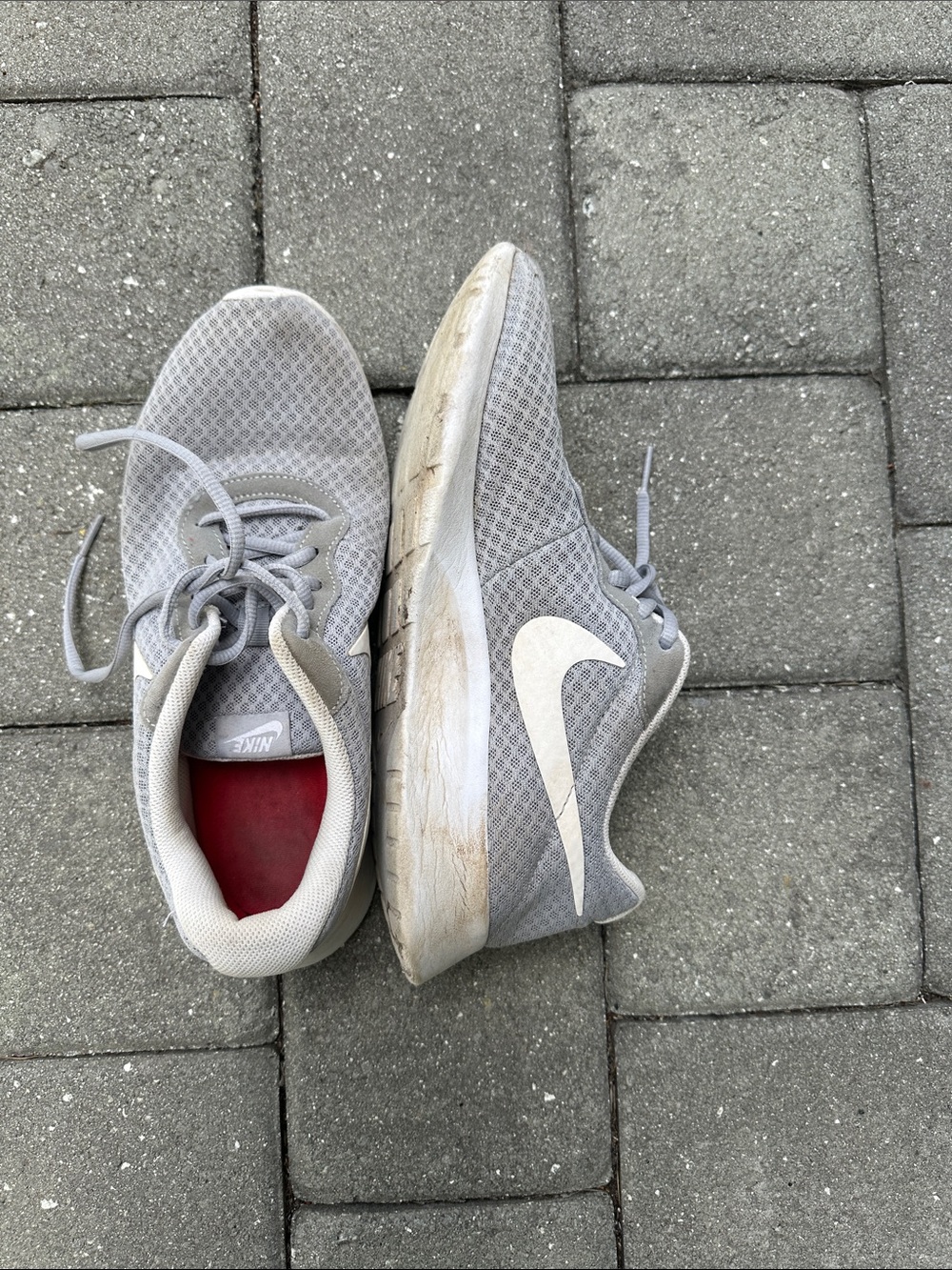 Nike Light Grey Mesh Sneakers with White Swoosh